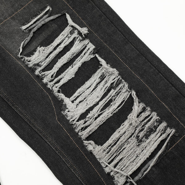 Fashion Punk Patch Denim Trousers Men - Image 7