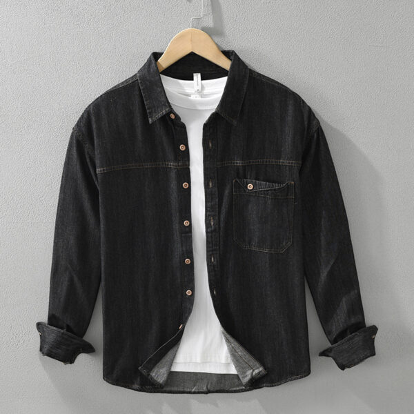 Japanese-style Retro Denim Long Sleeve Shirt Men - Image 6