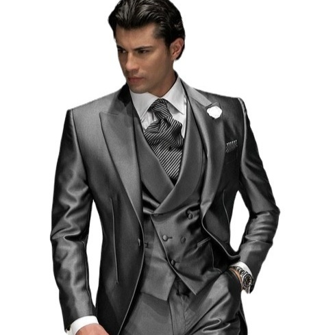 Gray Business Casual Suit Men’s Three Pieces
