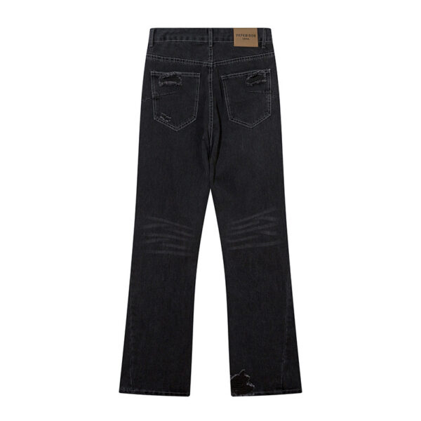 Washing Hole Denim Bootcut Trousers Men - Image 7