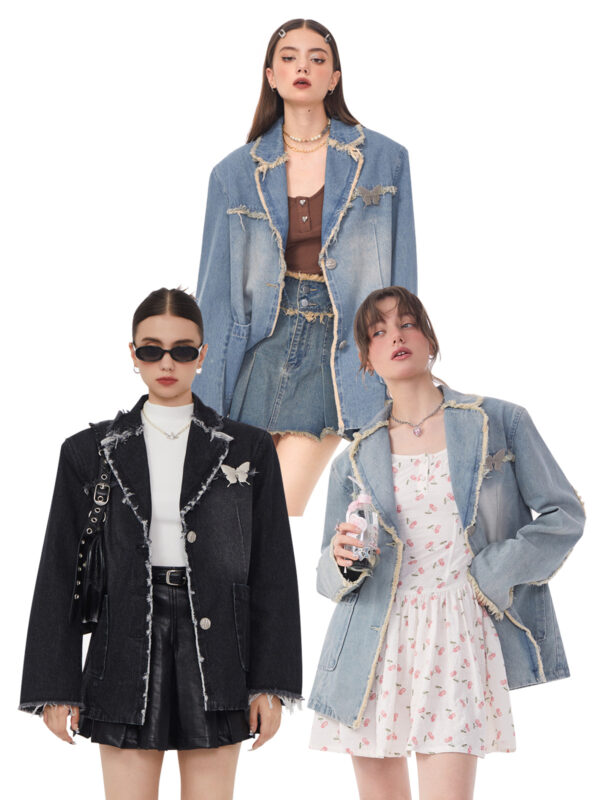Casual Loose Denim Suit Jacket For Women - Image 4