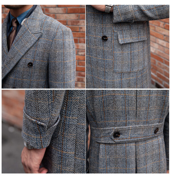 Retro High-quality Wool Plaid Polo Coat - Image 4