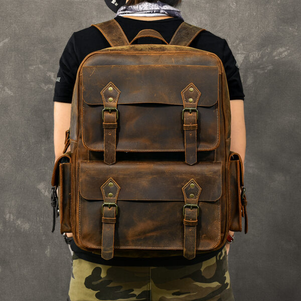 Crazy Horse Leather Backpack - Image 2