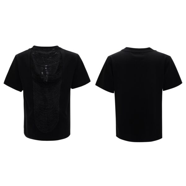 Hollow Out V-neck Short Sleeve T-shirt - Image 3