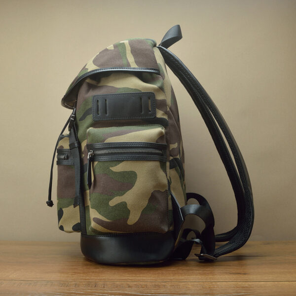 Fashion Camouflage Canvas And Leather Backpack - Image 2