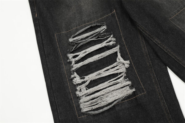 Fashion Punk Patch Denim Trousers Men - Image 6
