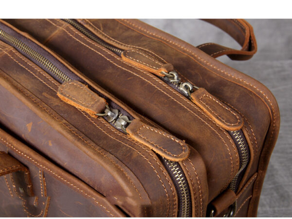 Men's Handmade Leather Laptop Bag Luggage - Image 2