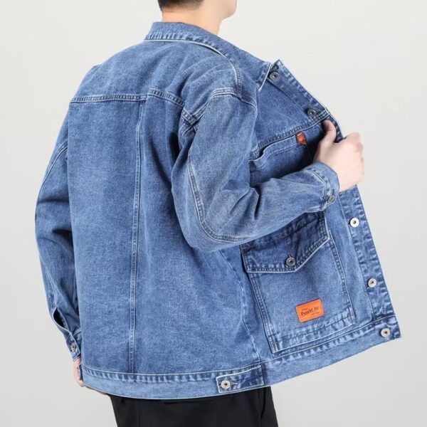 Fashion Smoky Gray Vintage Denim Jacket Men - Image 7