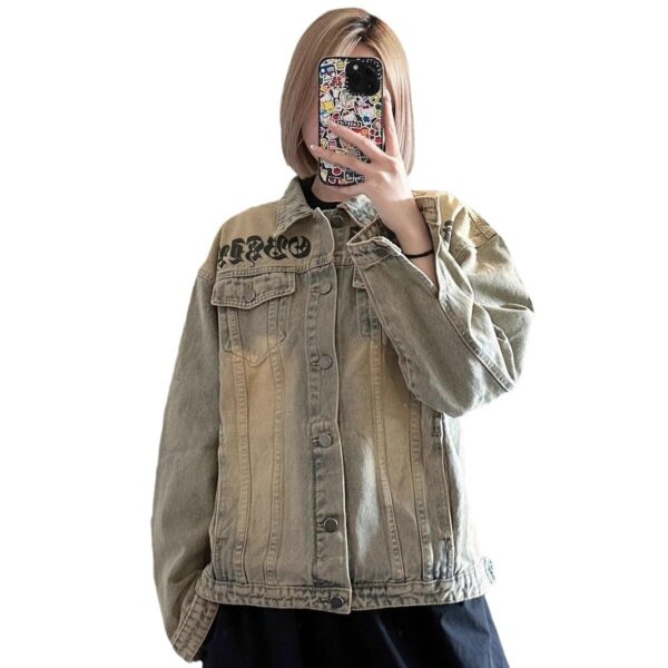 Retro Lapels Denim Coat For Women - Image 6