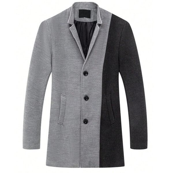 Mid-length Color Matching Single-breasted Trench Coat Woolen Plus Size Casual - Image 4