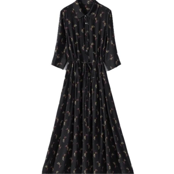 Floral Mid-length Shirt Silk Dress - Image 5