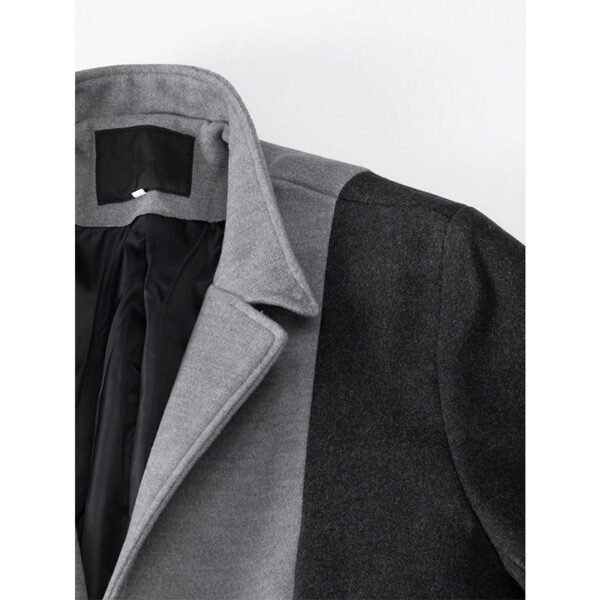 Mid-length Color Matching Single-breasted Trench Coat Woolen Plus Size Casual - Image 3