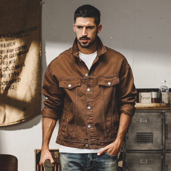 Fashion American Classic Vintage Denim Jacket Men - Image 3