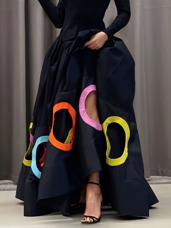 Elegant Women's A Line Maxi Dress With Long Sleeves Round - Image 4