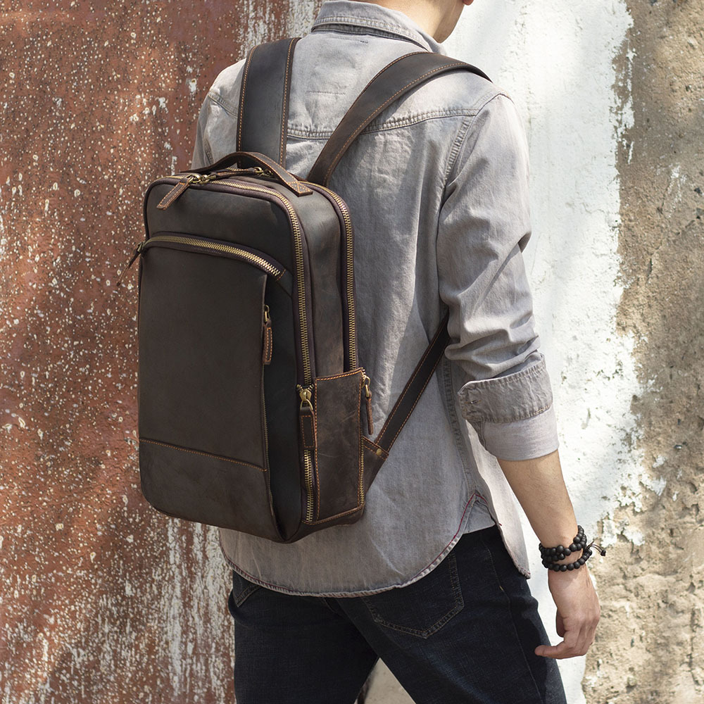 Men’s Simplicity Vintage Casual Leather Backpack