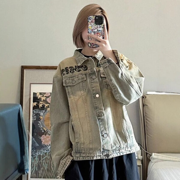 Retro Lapels Denim Coat For Women - Image 4