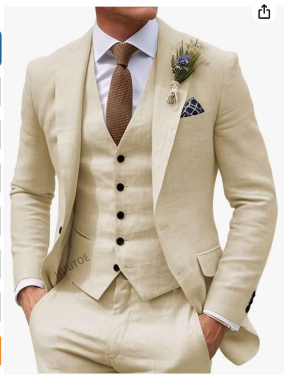 Men's Solid Color Business Jacket Vest Pants Set - Image 2