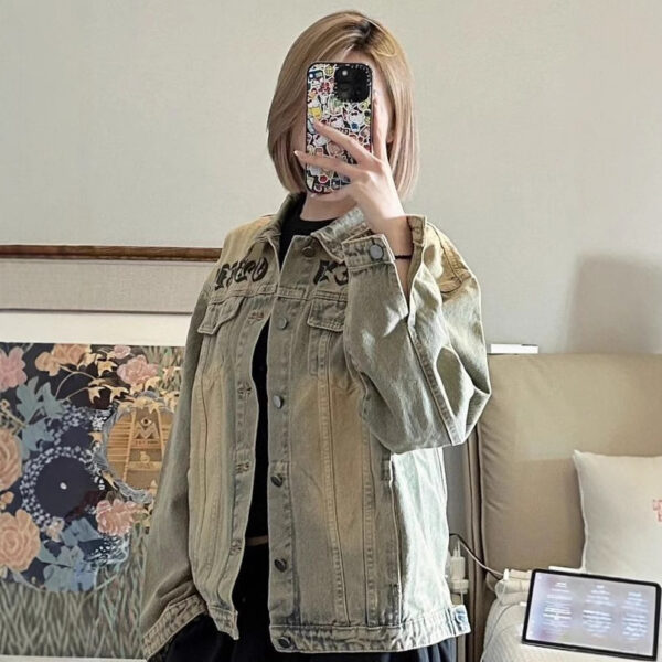 Retro Lapels Denim Coat For Women - Image 3