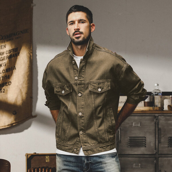 Fashion American Classic Vintage Denim Jacket Men - Image 5