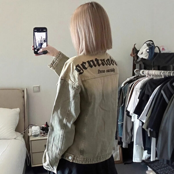 Retro Lapels Denim Coat For Women - Image 5