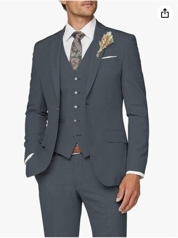 Men's Solid Color Business Jacket Vest Pants Set - Image 6