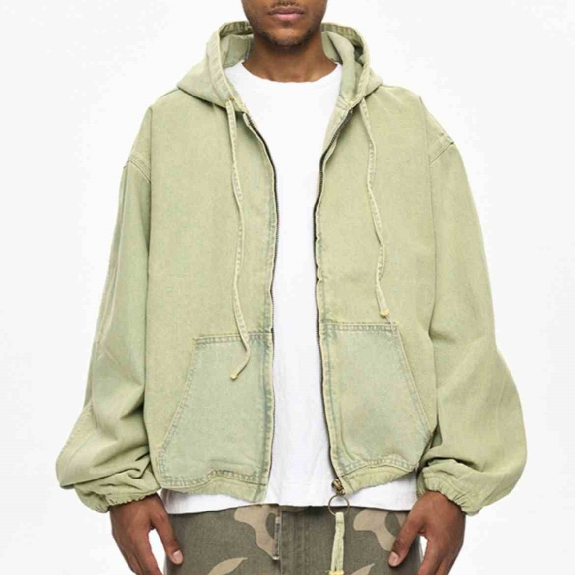Casual Loose Denim Zipper Coat For Men