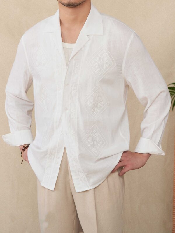 Cotton And Linen Thin Embroidery Sunscreen Shirt - Image 5