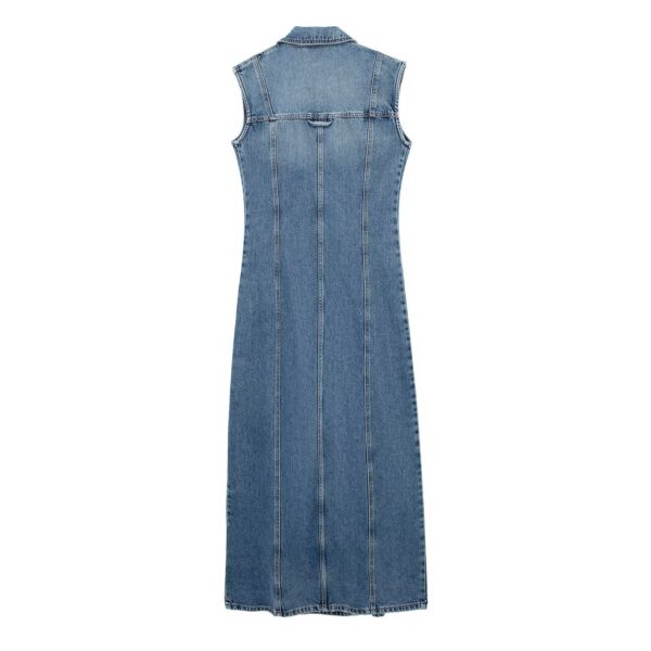 Blue Slim Denim Dress For Women - Image 6