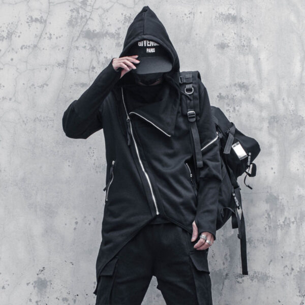 Dark Asymmetric Design Coat Gothic Trench Coat Men - Image 4