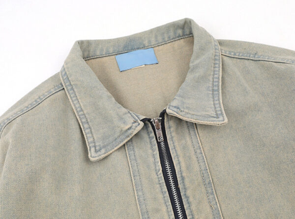 Loose Yellow Mud Color Denim Coat For Men - Image 5