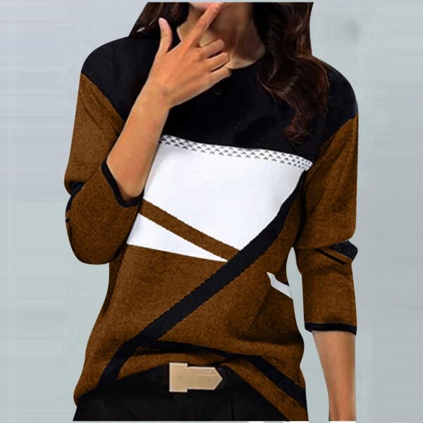 Casual Striped Long Sleeve Round Neck T-shirt - Image 9