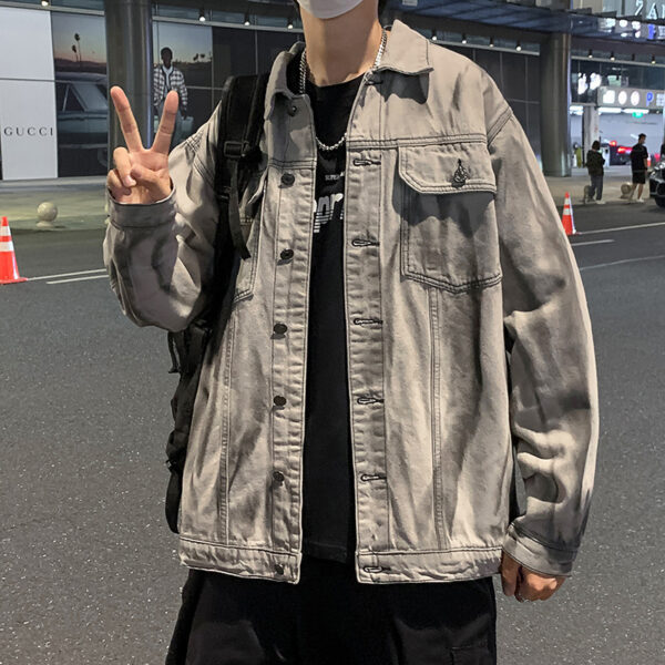 Handsome Trendy Personality Wear High Street Tie-dye Denim Coat For Men - Image 8