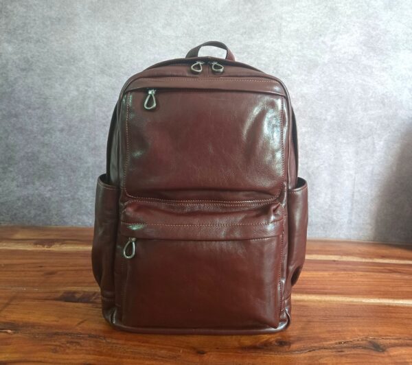 Men's Leather Large Capacity Business Trip Casual And Comfortable Backpack - Image 9