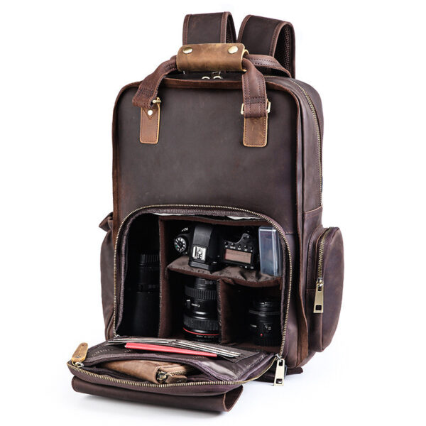 Camera European And American Crazy Horse Leather Shoulder Bag - Image 3
