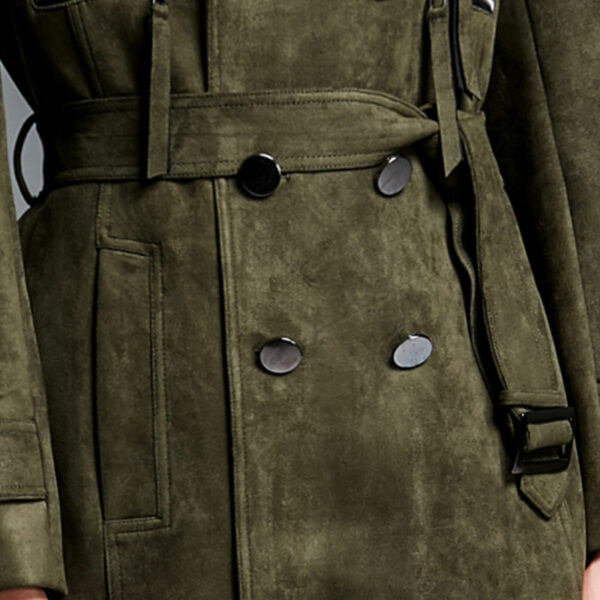 Double Breasted Suede Trench Coat For Men Mid-length Coat Plus Size - Image 3