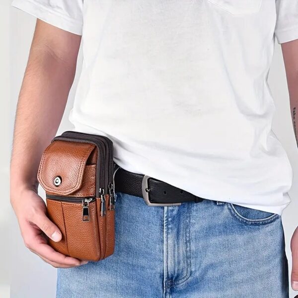 Leather Cell Phone Shoulder Holster,Hip Bum Pack Pouch For Men,Vertical Holster Belt Clip Pouch,Carrying Case With Card Slots Compatible With - Image 4