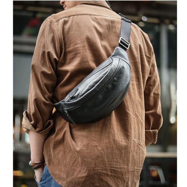 Men's Plant-tanned Cow Leather Cross-body Mobile Phone Bag - Image 2