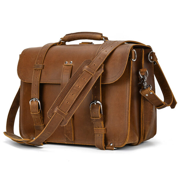Retro Travel Bag Men's Crazy Horse Leather Hand Luggage Bag - Image 2