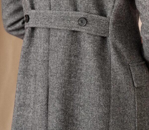 Wool Herringbone Italian Double-row Polo Coat - Image 3