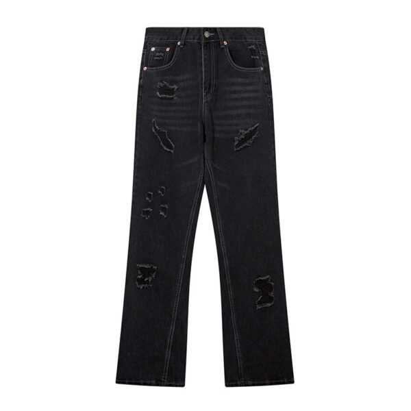Washing Hole Denim Bootcut Trousers Men