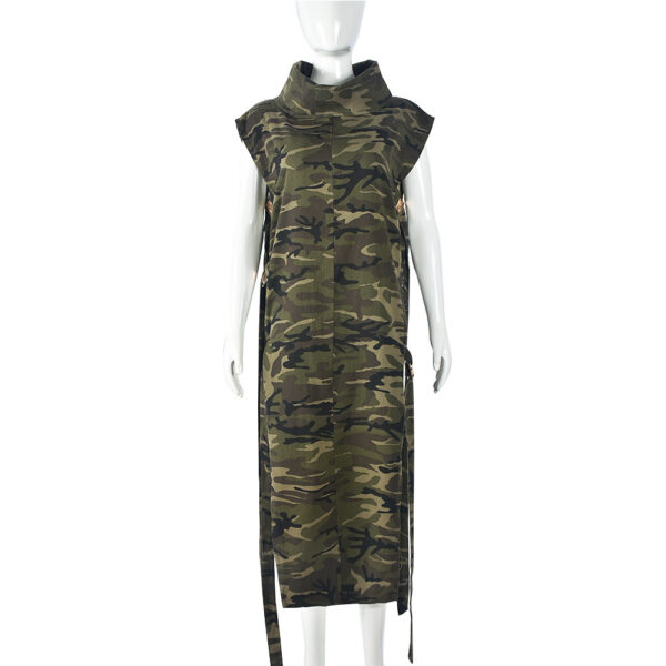 Denim Washed High Collar Dress Women - Image 3