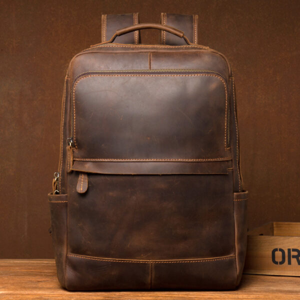 Retro Genuine Leather Casual Top Layer Cowhide Handmade Business Computer Backpack - Image 3