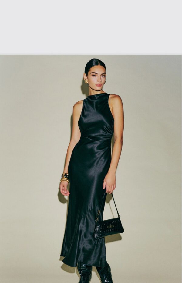 French Waist Slim Backless Acetate Dress - Image 7