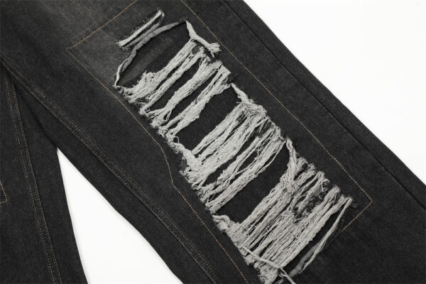 Fashion Punk Patch Denim Trousers Men - Image 2