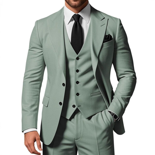 Men's 2-piece Buckle Casual Jacket Vest Pants Set - Image 9