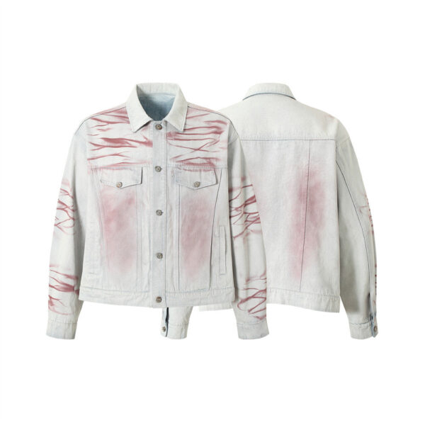 Inkjet Tie-dyed Denim Clothing Loose Jacket Men - Image 3