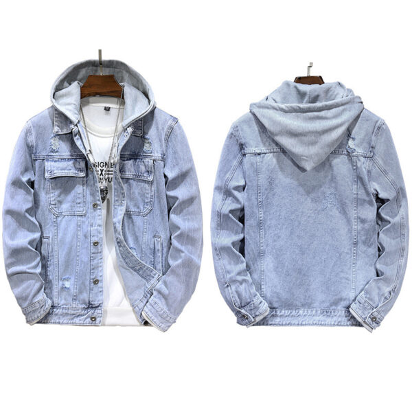 Men's Jacket Detachable Hooded Denim Jacket Men - Image 3