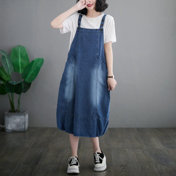 Fashion Loose Denim Strap Dress Women - Image 3