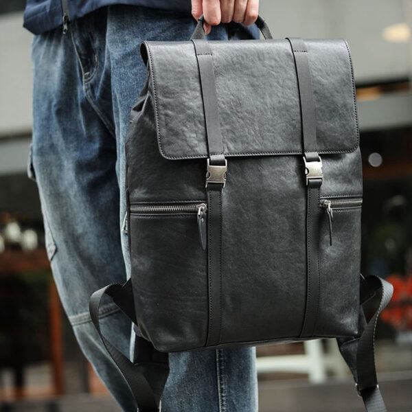 Business Commuting Cowhide Large Capacity Backpack - Image 2