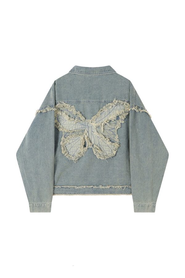 Butterfly Patch Short Denim Jacket For Women - Image 3